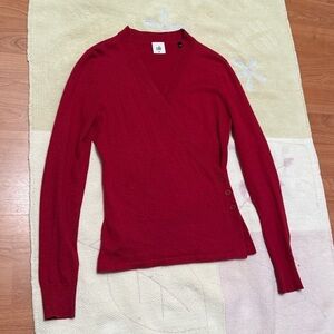 Cabi Angora Blend Red Wrap Sweater Cardigan Buttons Office Casual Women